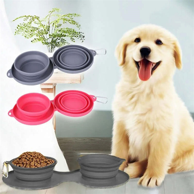 Foldable Double Bowl for Pets | Portable Travel Feeder – Beboo FlexBowl™