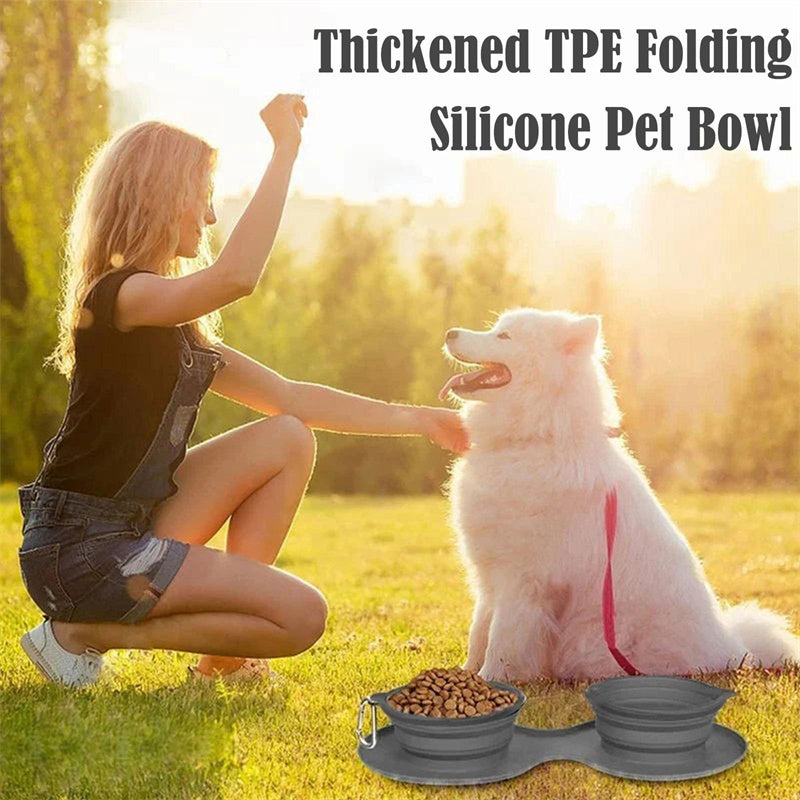 Foldable Double Bowl for Pets | Portable Travel Feeder – Beboo FlexBowl™